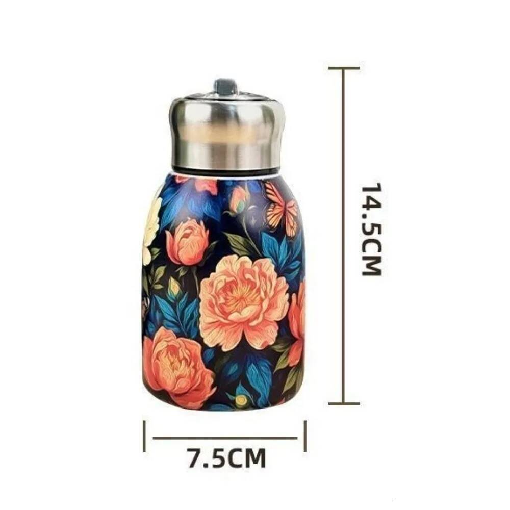 Cute Portable 304 Stainless Steel Insulated Cup Double Wall 300ml Coffee Mug Leak-Proof Mini Water Bottle Outdoor Travel Office