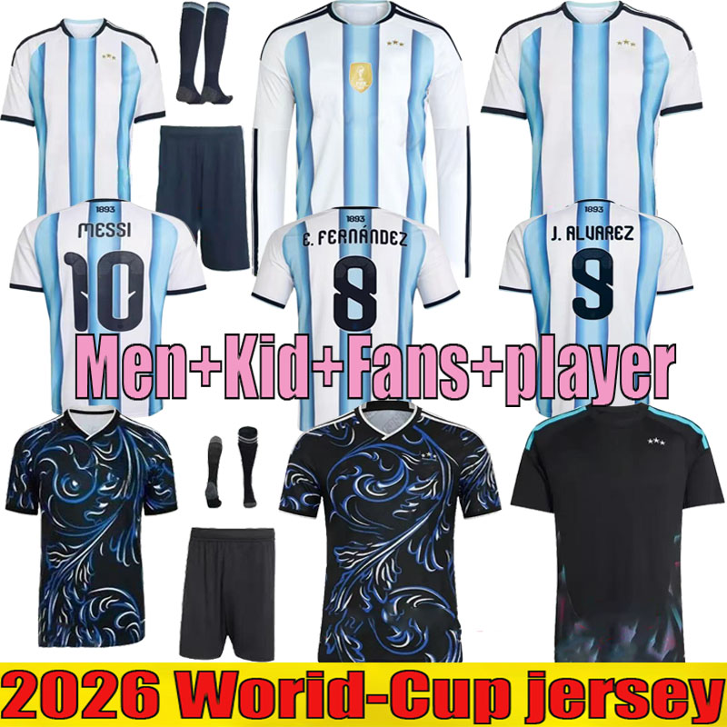 2026 World Cup Argentina messis Fans player version 3 stars soccer Jersey 50th anniversary football shirt kit Mens Kids kit sets