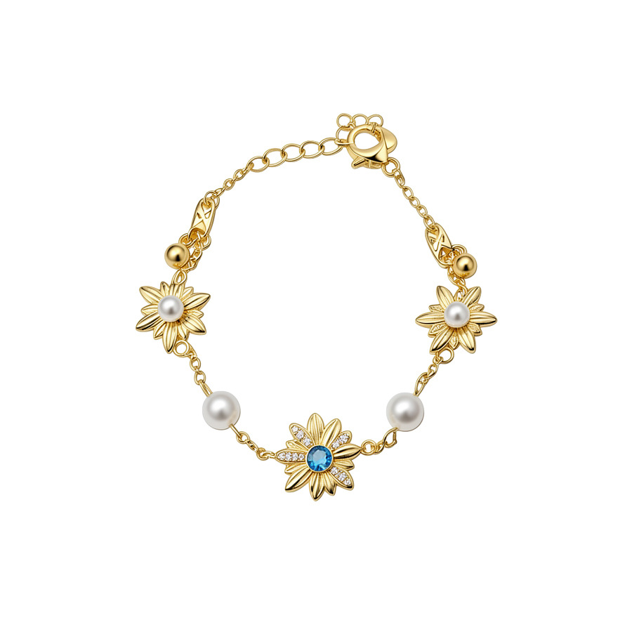 18K real gold plated daisy pearl bracelet, light luxury and high-end feel, versatile accessory for commuting - view 9