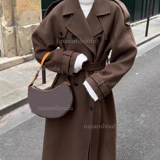 2026 Fashion Wool Collar Designer Jacket European And American Luxury Trendy Versatile Loose Double Button Jacket With Strap Long Sleeve Women's 