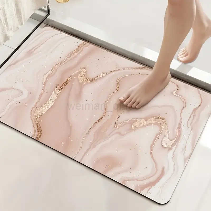 Marble Texture Bathroom Door Mat Living Room Balcony Hallway Non-slip Floormat Bedroom Bedside Foot Mat Kitchen Laundry Room Rug H260316
