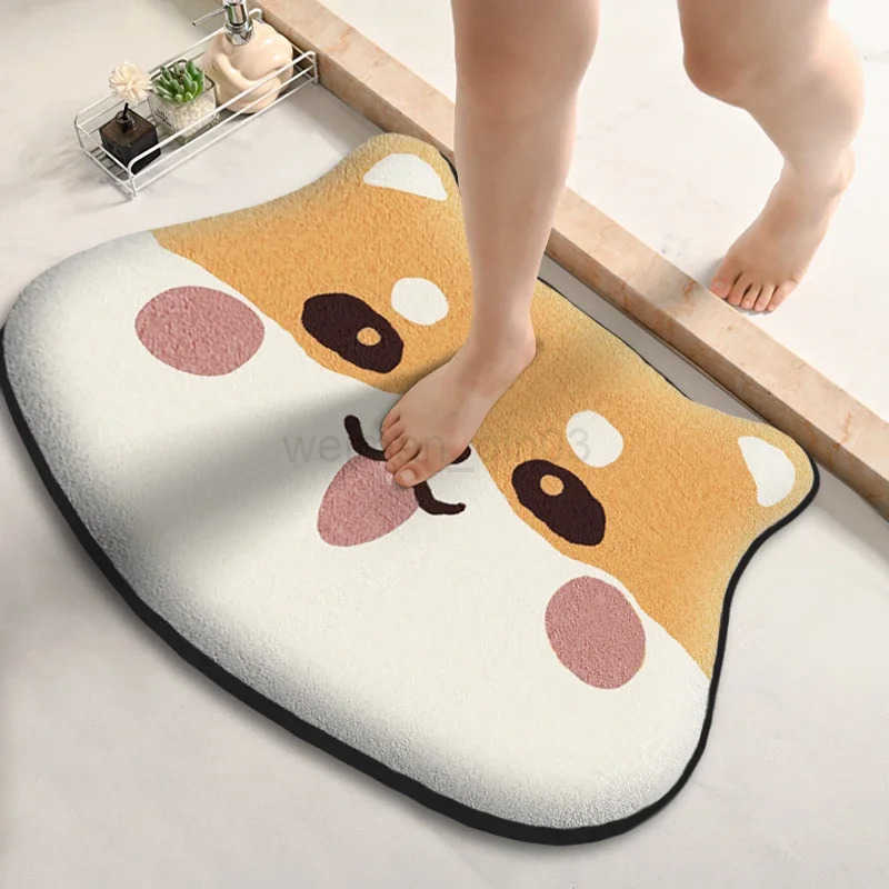 Thickened Special-shaped Absorbent Bathroom Floor Mat Flannel Toilet Mat Shower Room Non-slip and Dirt-resistant Foot Mat H260316