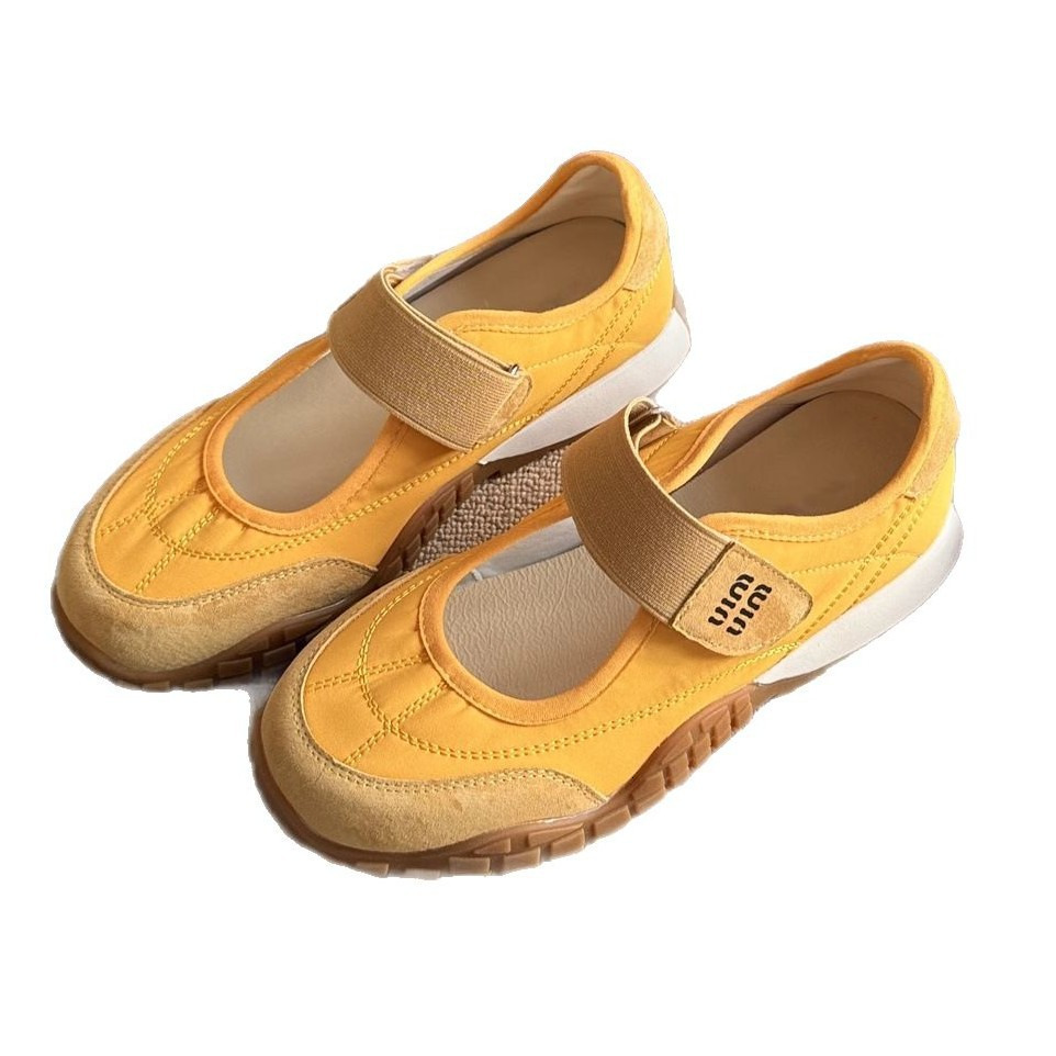 Genuine Leather Training Mary Jane Agan Single Women 2025 Summer New Style Hidden Wedge Velcro Shallow Mouth Canvas Shoes ddmythur