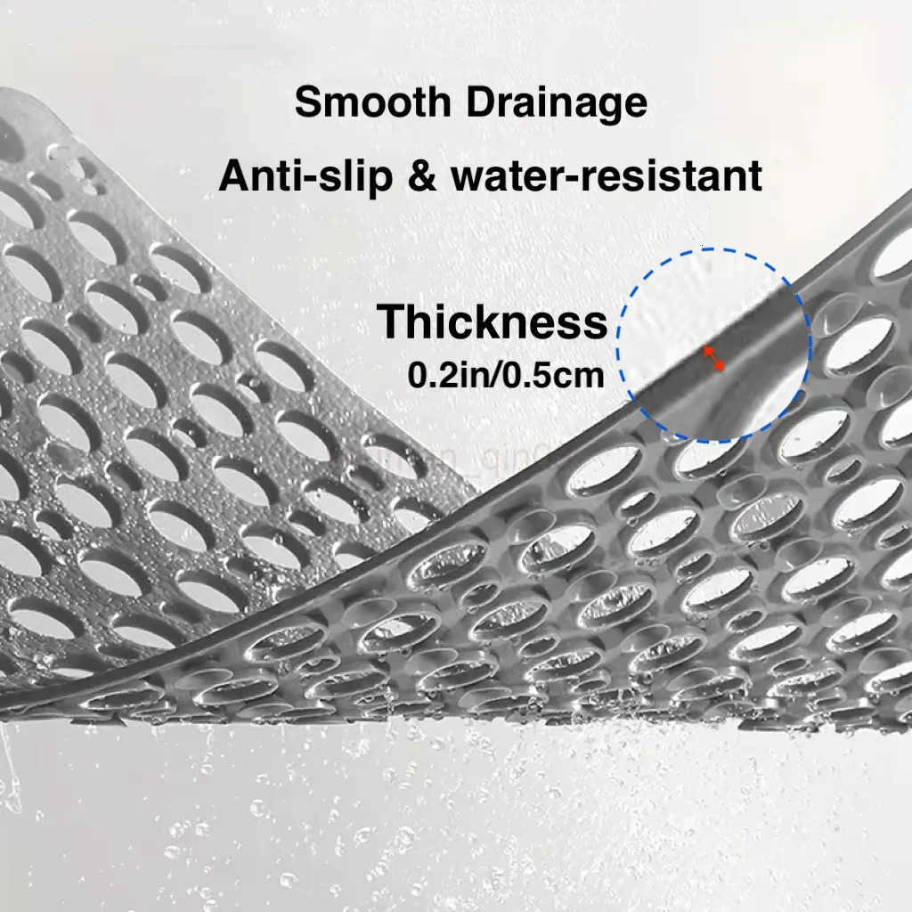 1pc Bathroom Non-Slip Mat With Suction Cup 43x75cm Bath Rug Shower Mat Round Hole Design Bathroom Massage Ring Quick Drain H260316