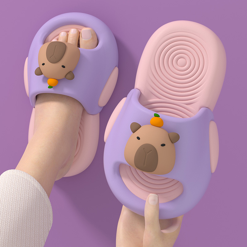 Cute Cartoon Capybara Slippers Kids Soft EVA Non-slip Summer Beach House Shoes Indoor Outdoor for Men Women