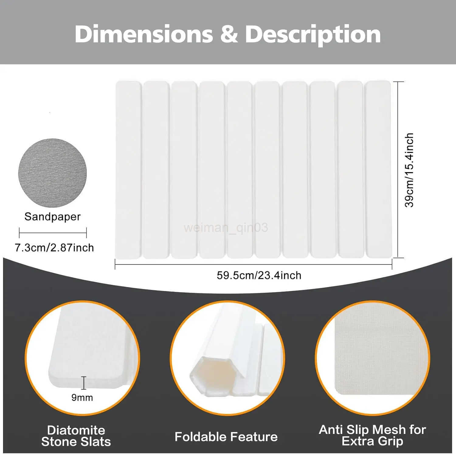 Foldable Diatomite Bath Mat Non-Slip Quick Dry Stone Mat for Bathroom Kitchen Bathtub Luxury White Absorbent Mat H260316