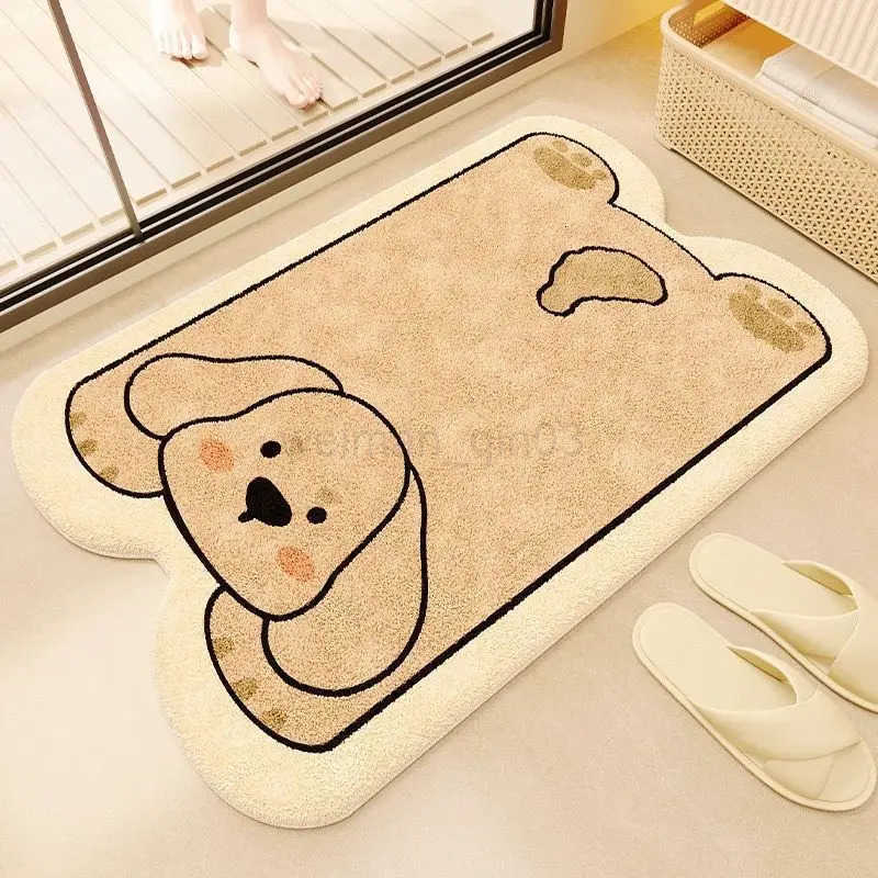 VIKAMA Cute Animal Short Plush Bathroom Carpet Absorbent Non slip Foot Mat Cute Floor Mat at the Door of the Bathroom H260316