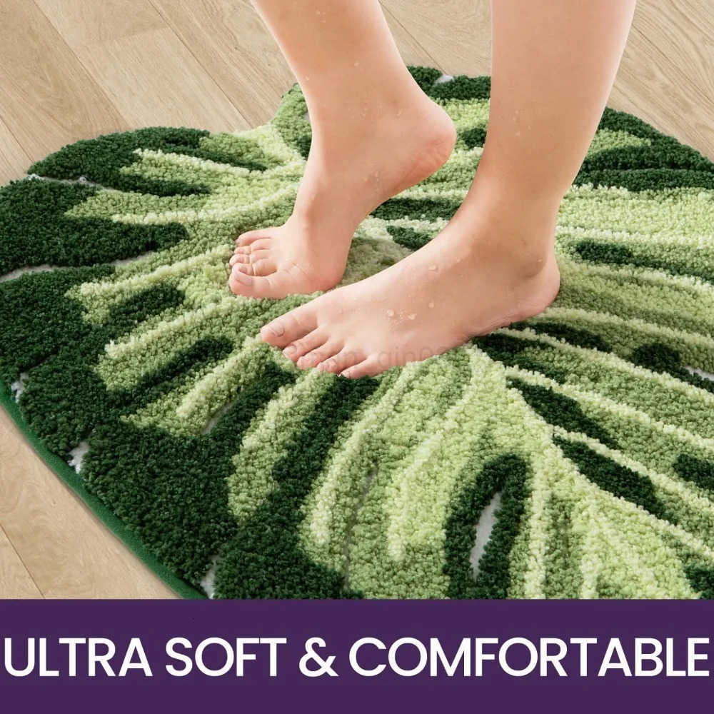 Leaf Bathroom Rugs Monstera 235x315 Tropical Plant Shaped Bath Mat Green Washable Shower Floor Bathmat Toilet Carpet Non Sl H260316