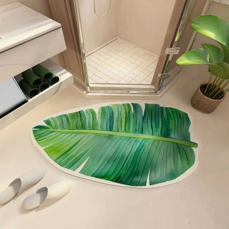 VIKAMA Ins Fresh Green Anti Slip Water Absorbing Quick Drying Bath Mat Shower Room Bath Rug Bathroom Carpet Home Decoration H260316