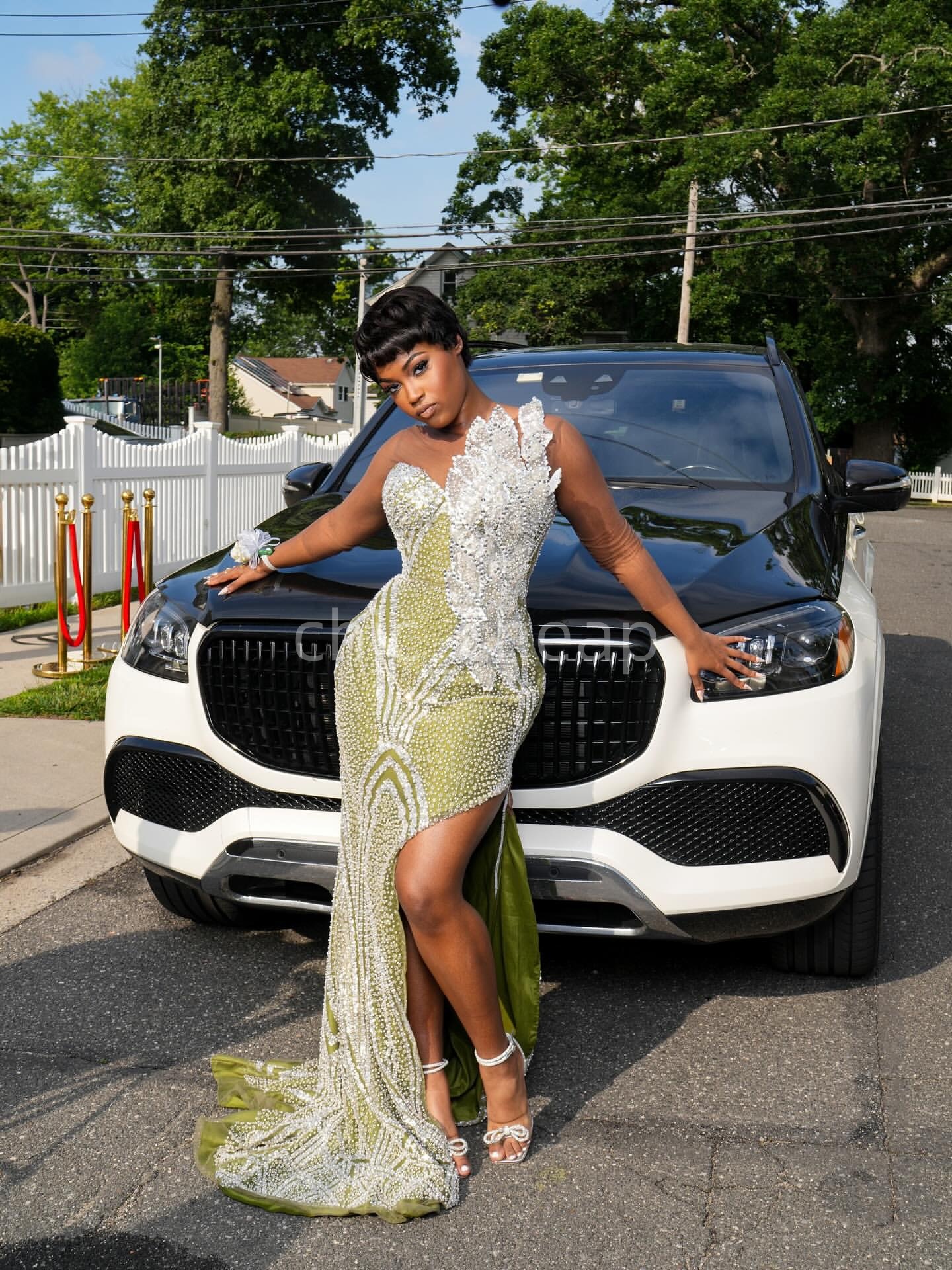 2K26 Olive Green Prom Dress 2026 Mermaid Prom Dress Sheer Neck Florals High Split Evening Dresses Birthday Party Formal Receiption Gowns Dresses ZJ063