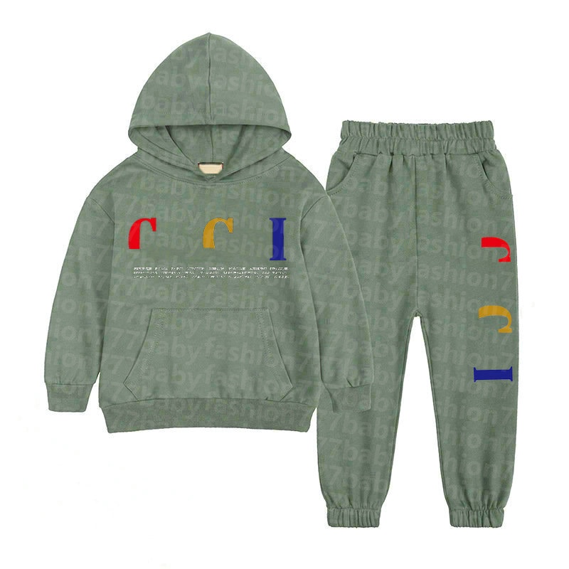 Autumn Winter Hot sale children's Clothing hoodie BABY boys girls cotton Garment kids Designer printing high quality Outdoor sports sweater pants 2 PC Set