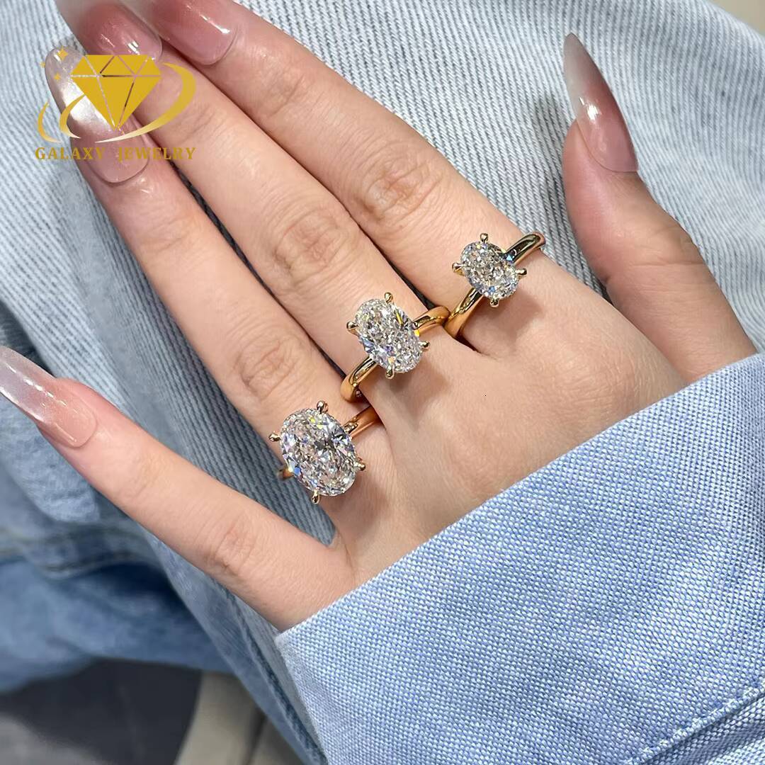 Customizable Solitaire Ring Oval Cut 2CT 3CT 5 CT 14K18K IGI Certified CVD HPHT Lab Grown Diamond Ring for Engagement Wedding