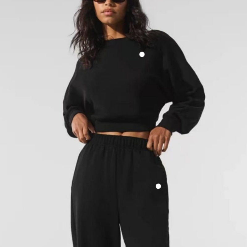Womens Yoga set cropped Sweatshirt Long sleeved aloTop Round Neck Top Gym aloSweatwear Unisex Casual Sweat Tops Womens hoodie workout sets