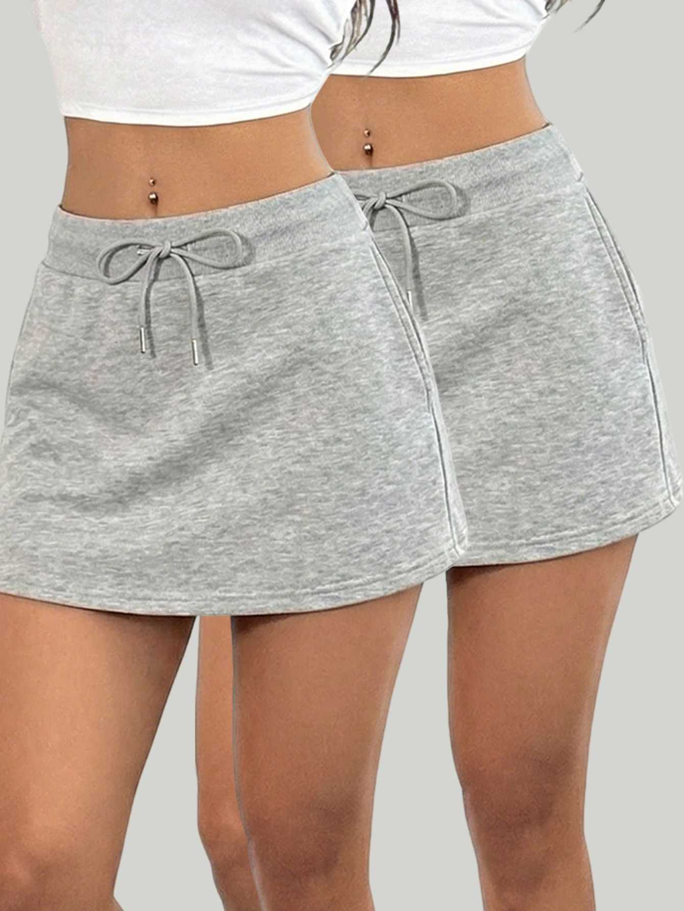 Womens mini short skirt casual drawstring high-waisted short style sportswear dress M260316