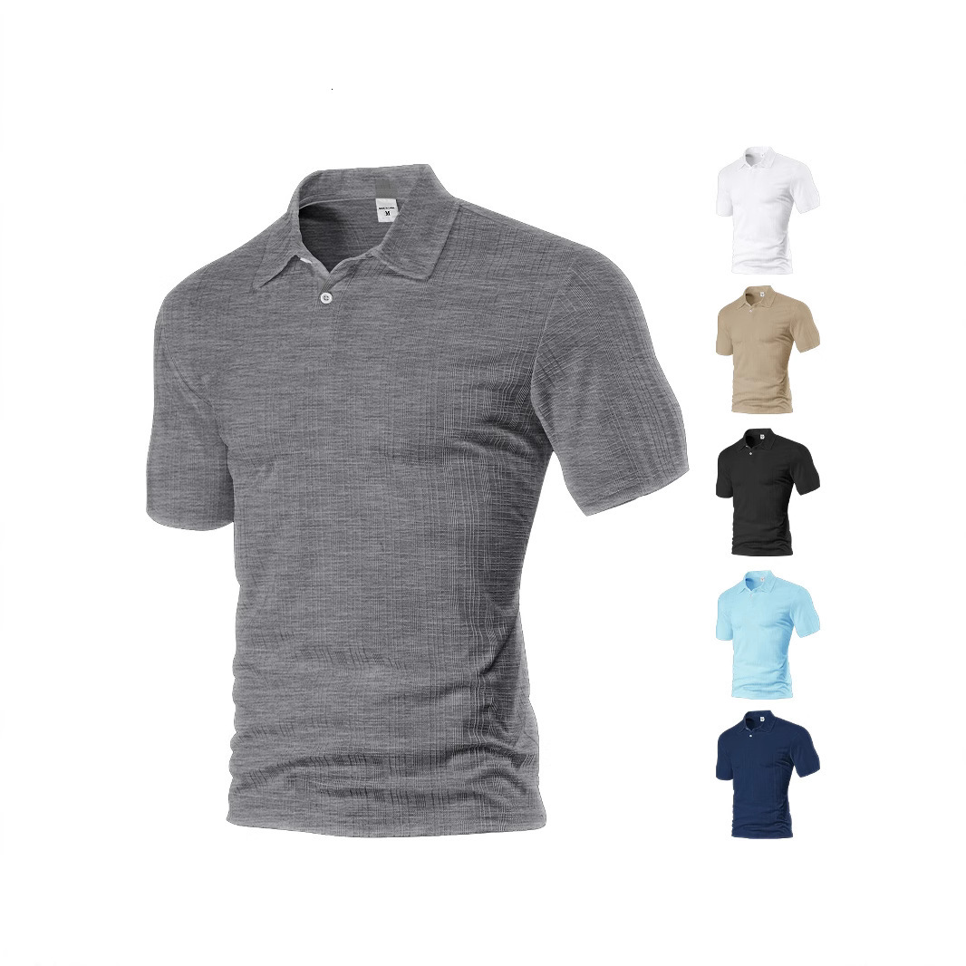 Men's New Fashion Summer Designer HoodieThin Solid Designer T-shirt Color Short Sleeve Polo Full Polyester Imitation Linen Small Check Lapel Shirt Men's Shirt