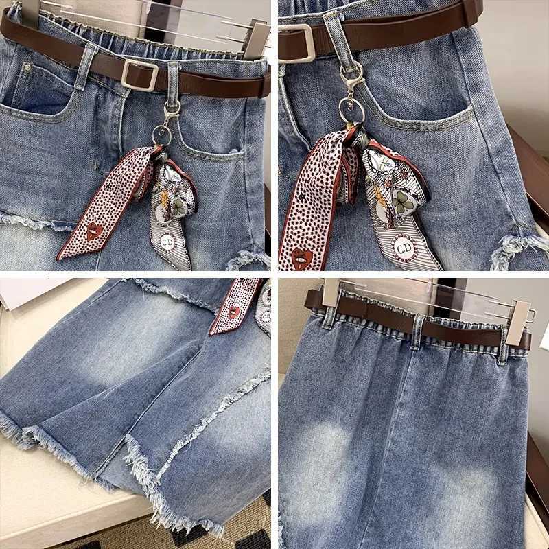 High waisted Denim Skirt 5XL Women 2025 New Slim Vintage Tassel Jeans A-line Skirts Casual Womens Long Skirt Street Clothing M260316
