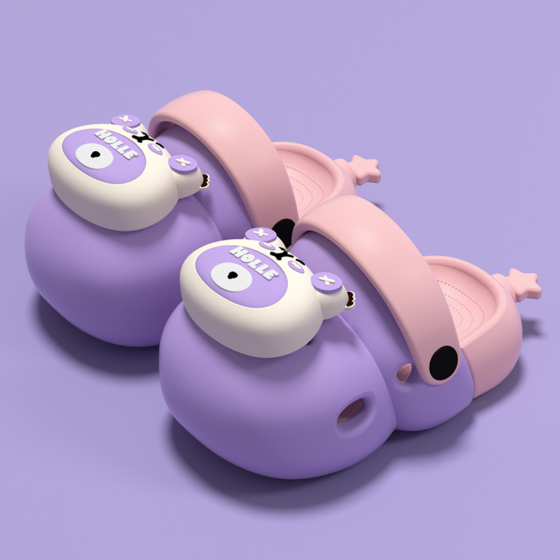 kids cartoon clogs non-slip sole cute bear charms summer beach shoes lightweight house slippers kids birthday gift breathable clogs waterproof slipper