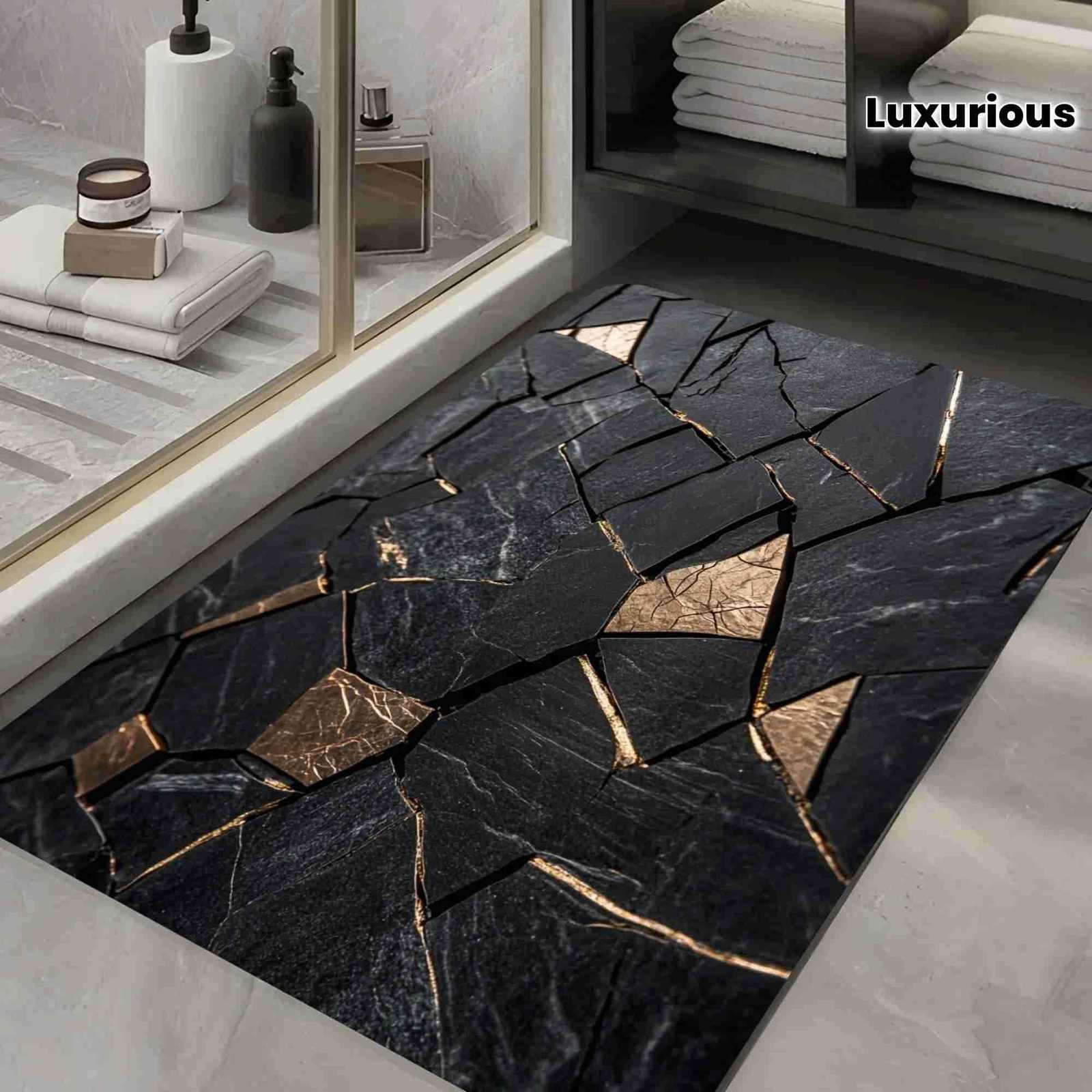 VIKAMA Luxury Marble Diatom Mud Carpet Anti Slip Machine Washroom Mat Bathroom Entrance Shower Room Carpet Home Decor H260316