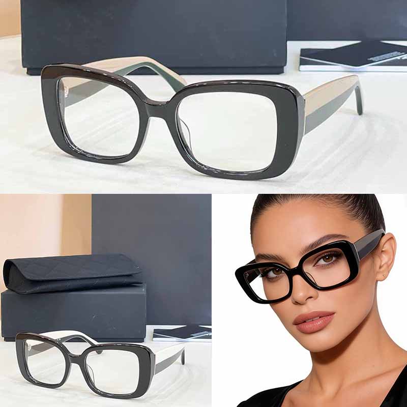 Designer Women Oversized Square Optics Sunglasses CH5560B Mens Bold Black Frame Eyewear Tone Beige Temple Prescription Office Work Daily Wear Reading Glasses