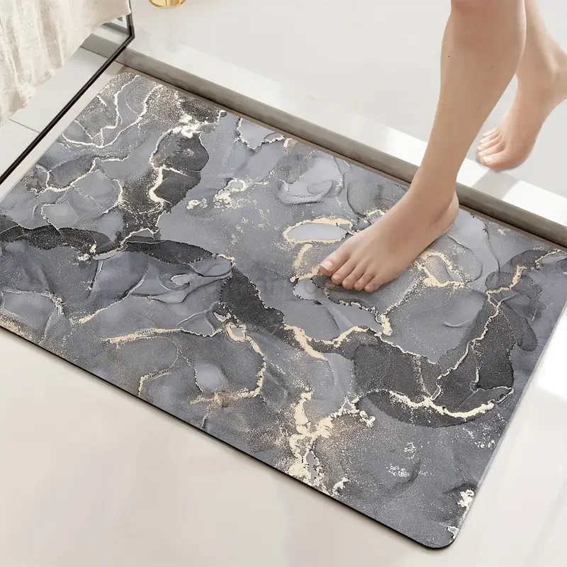 Marble Texture Bathroom Door Mat Living Room Balcony Hallway Non-slip Floormat Bedroom Bedside Foot Mat Kitchen Laundry Room Rug H260316