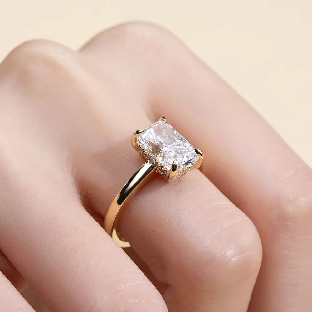 MSR-2052 Fine Jewelry 14K Gold Luxury Engagement Ring IGI Certificate Radiant Cut 3CT D VS1 Lab Grown Diamond Ring