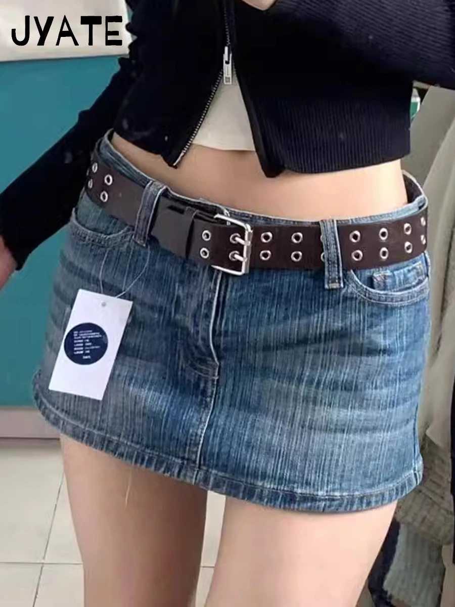 Vintage Denim Mini Cargo Skirts Women Summer New Streetwear Casual Cotton Slim Sexy Low Rise Skirt Harajuku Sweet Y2K Falda 2024 M260316