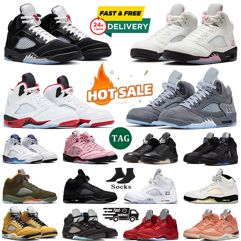 designer shoes 5s Basketball Shoes 2026 Wolf Grey Fire Red Black Black Metallic Reimagined Soft Pink Black White Metallic Sports Shoes Trainers Men Women eur36-47