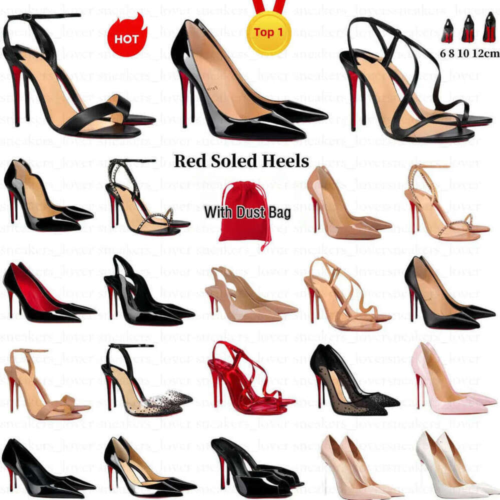 Women Brand High Red Heels Shoes Designer Soled Peep Pointed Toe Sandals 6cm 8cm 10cm 12cm Nude Black Patent Leather Woman Pumps size 35-43 eur