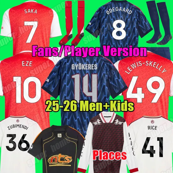 25 26 SAKA EZE soccer jerseys Zubimendi MARTINELLI 2025 2026 football shirt Men Kids kit ODEGAARD Nwaneri SALIBA RICE HAVERTZ MADUEKE RAYA Women RUSS0 LEWIS SKELLY