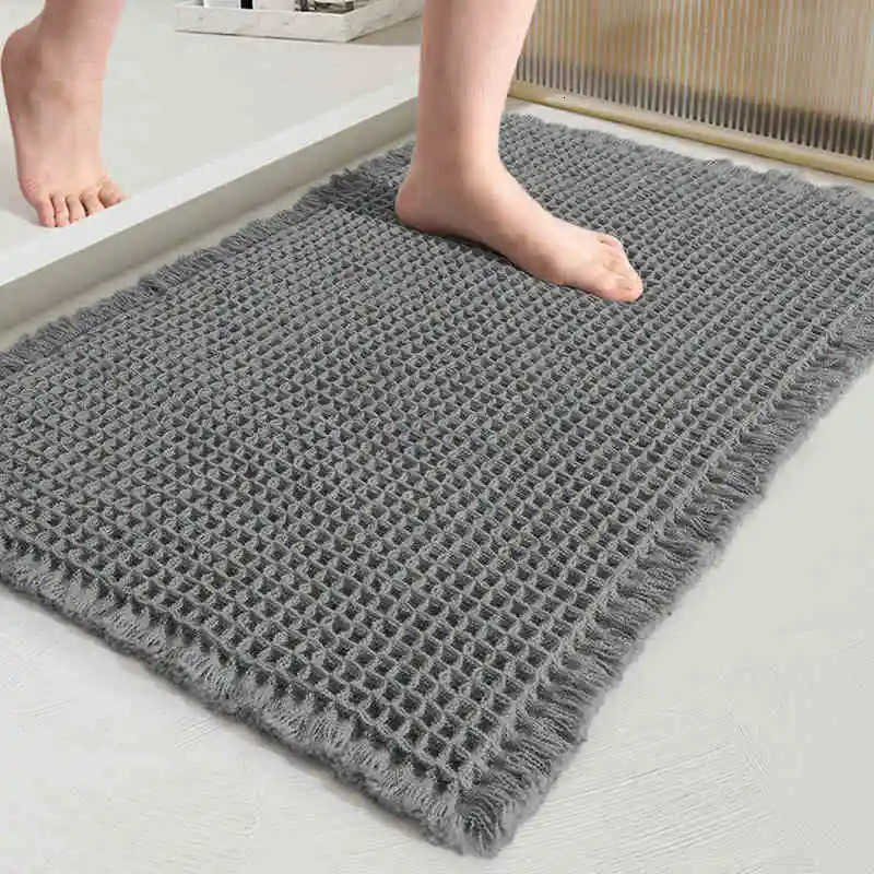 1PC Waffle Solid Color Bath Mat Washable Bathroom Rugs Anti-Slip Super Absorbent Soft Shower Mat for BathroomTub and Shower H260316