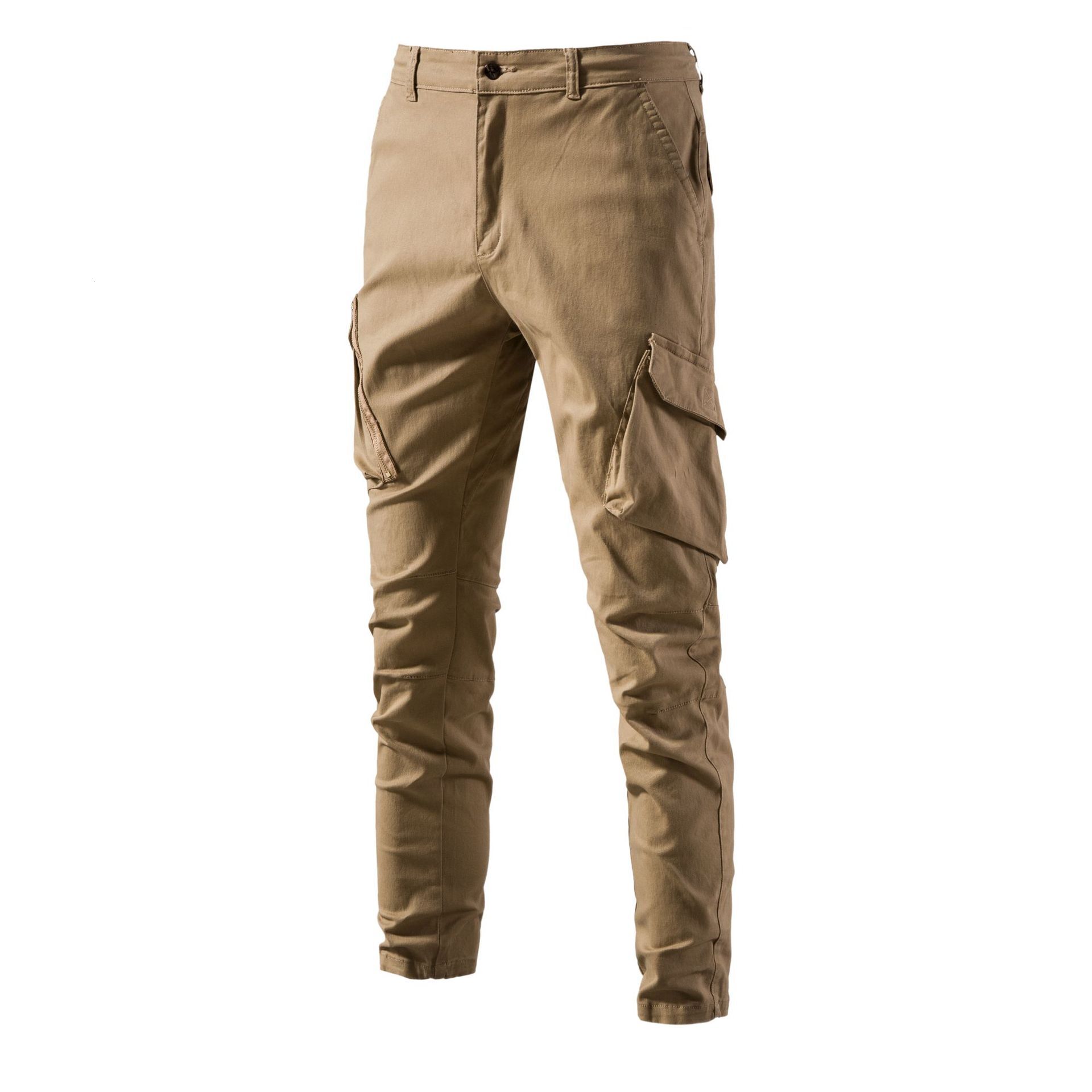 Spring Hoodie New Men's Cotton Casual Polo Pants Breathable Men's Shirt Business Multipocket Solid Color Trousers