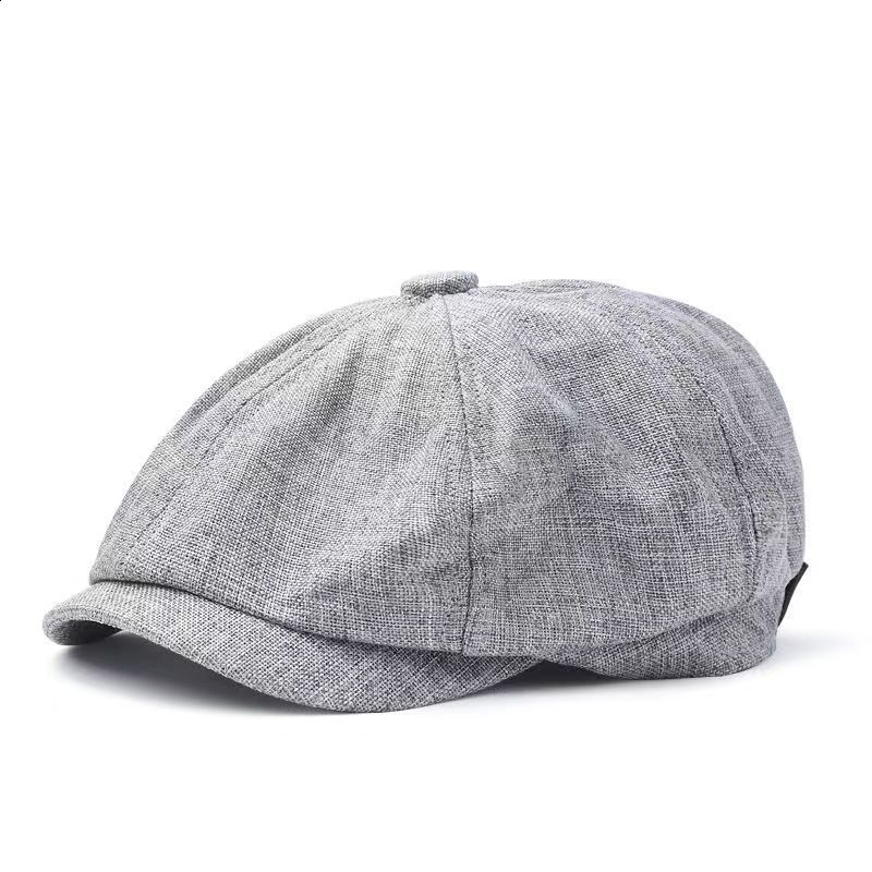 Mens Octagonal Hat Spring Summer Thin Linen Breathable Baseball Cap Mens Casual Beret Painter Hat T200715