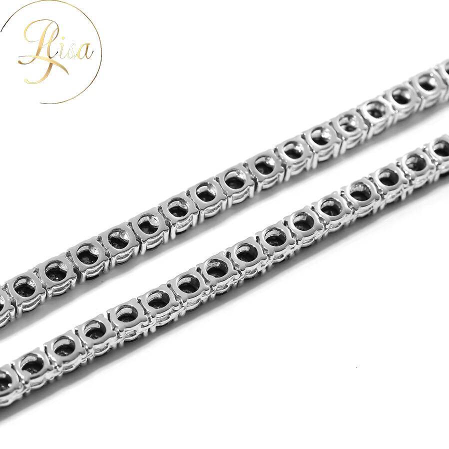 Gra Certified 925 Sterling Silver Tennis Chain Moissanite Exquisite Black Round Brilliant Cut Moissanite Tennis Bracelet Jewelry