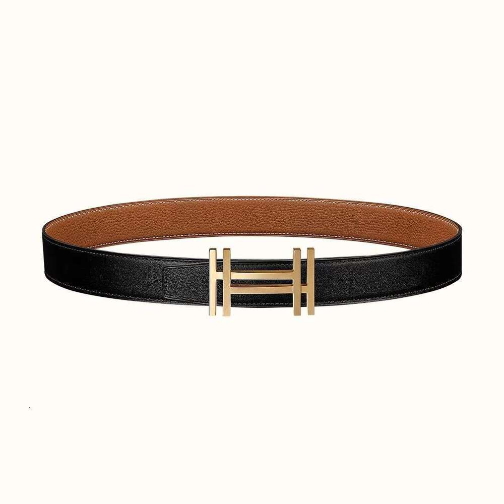 2026 High-end new model luxury for men and women, H-buckle business versatile double-sided genuine leather waist belt