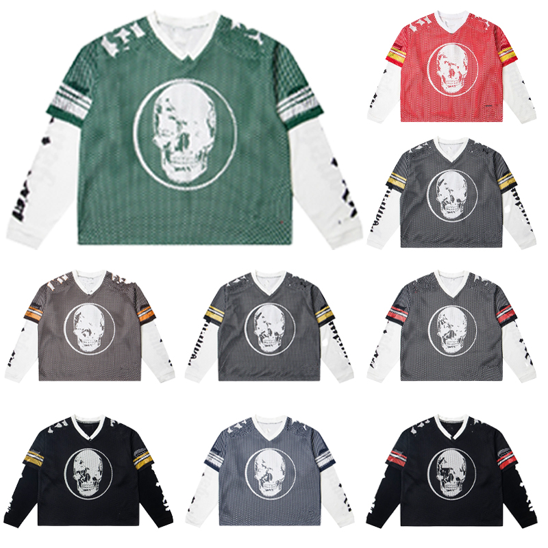 designer t shirt GOD Shirt - Men's Designer Long-Sleeved Shirt - Retro Skull Print Washed and Weathered Casual Long-Sleeved T-Shirt for Men and Women