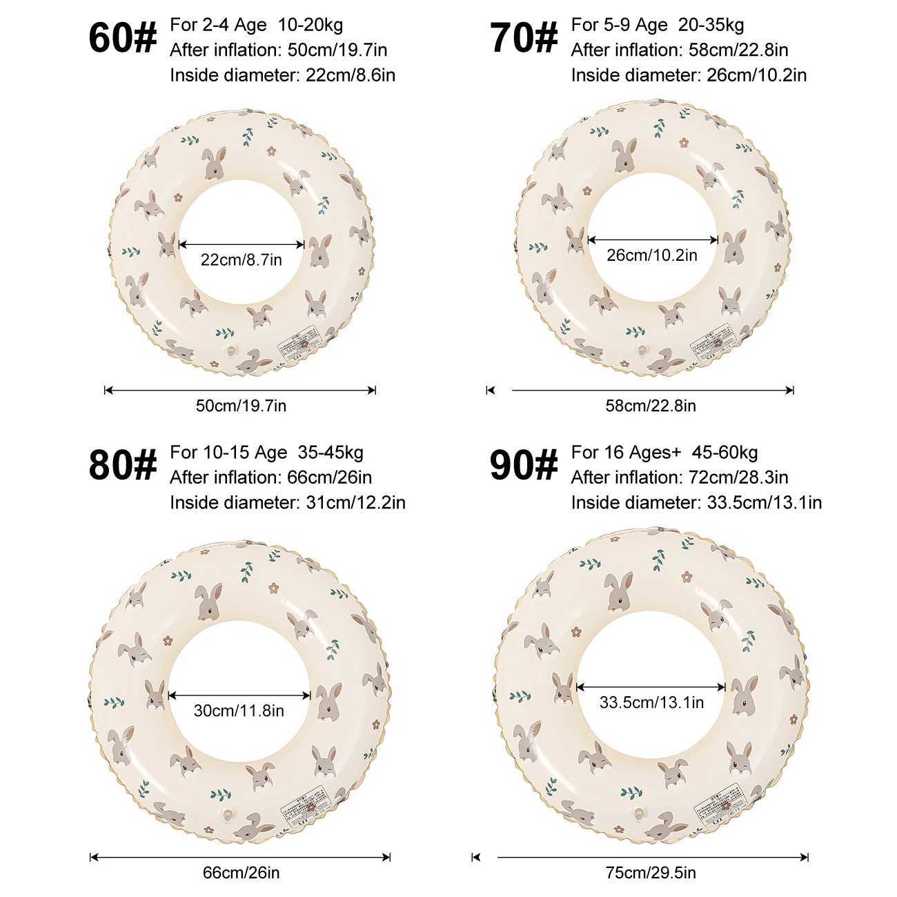 Lovely Rabbit Swim Ring For WomenPool Floats Armpit Lifebuoy For AdultsLeisure Beach Swimming Inflatable Floating Toy M260316