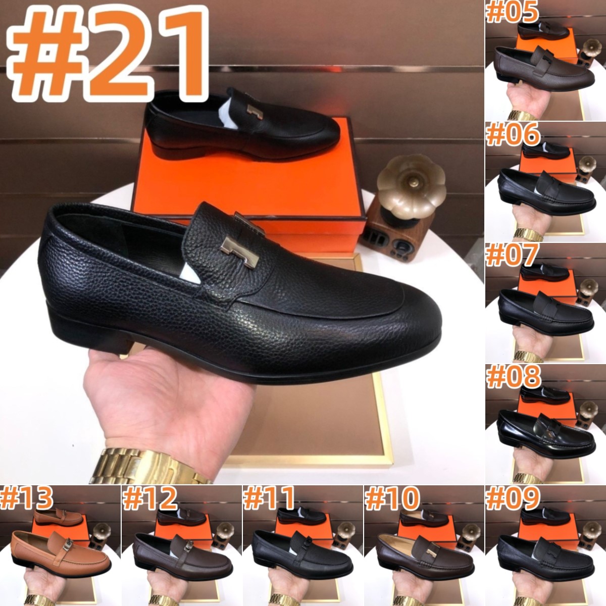 69model Men's Formal Leather Shoes Classic Style Slip On Designer Loafers Round Toe Breathable Slip On Business Luxurious Dress Wedding Office Dress Shoes Size 38-46