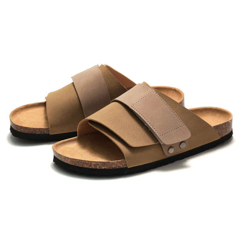 Autumn Winter New Cork Slippers Men Couples Women Sandals Students Beach Shoes Outdoor Leather Cross-Border Water Pine