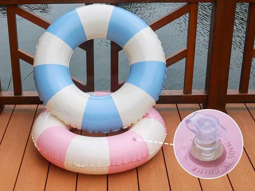 High Quality Summer Pool Float 85cm Striped PVC Inflatable Swim Ring for Adults Kids Water Parties M260316