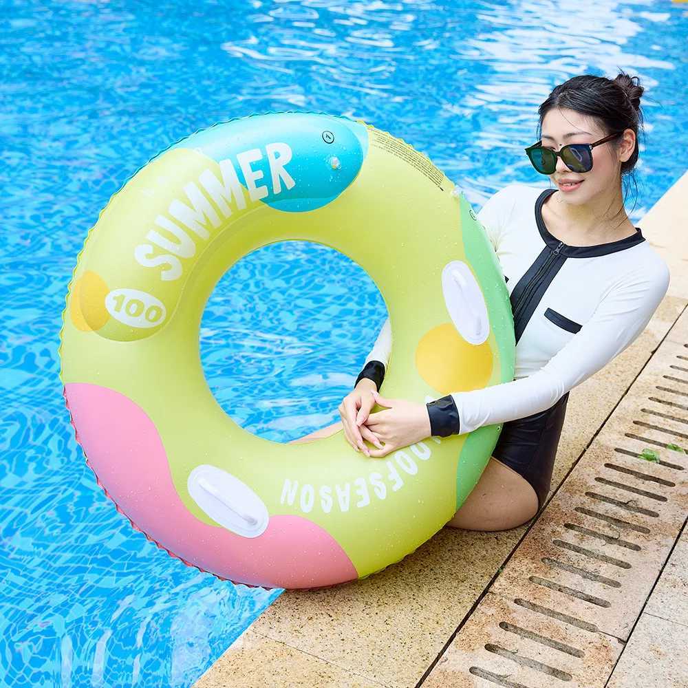 INS Adult Oversized Swimming Ring Thickened Double Airbag With Handle Inflatable Double Layer Armpit Float For Pool Water Play S23 M260316