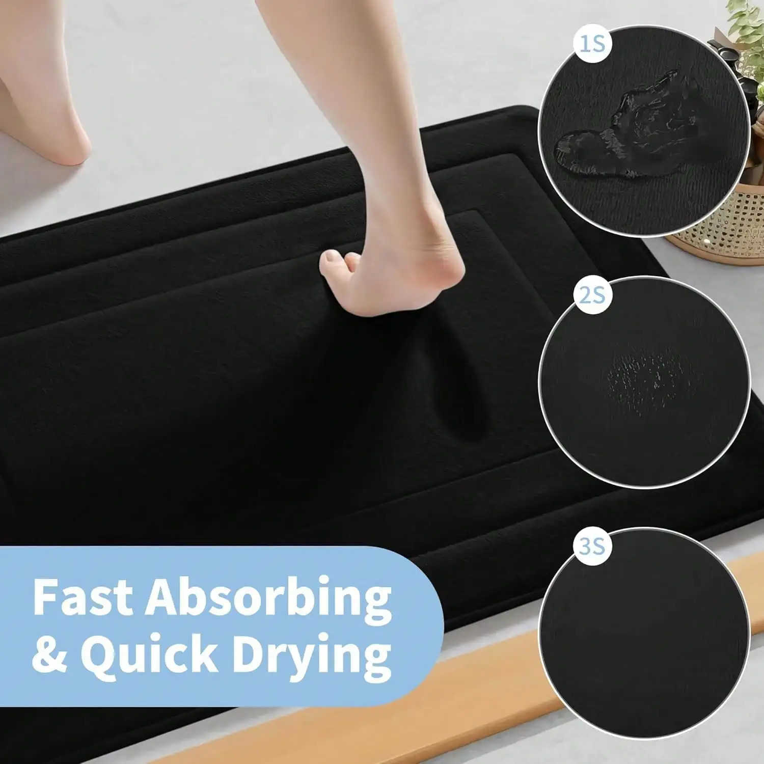 1Pc Memory Foam Bath Mat 1575 2362 High-Density Fast Drying Absorbent Carpet Super Soft Anti-Skid Bath Mat H260316