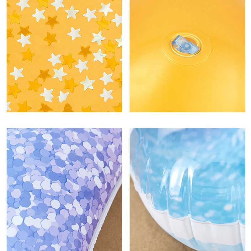 Giant Starfish Pool Float with Gold Sequins Inside Sparkling Star Pool Tube Glitter Swim Ring Girls Beach Water Fun Party Toys M260316