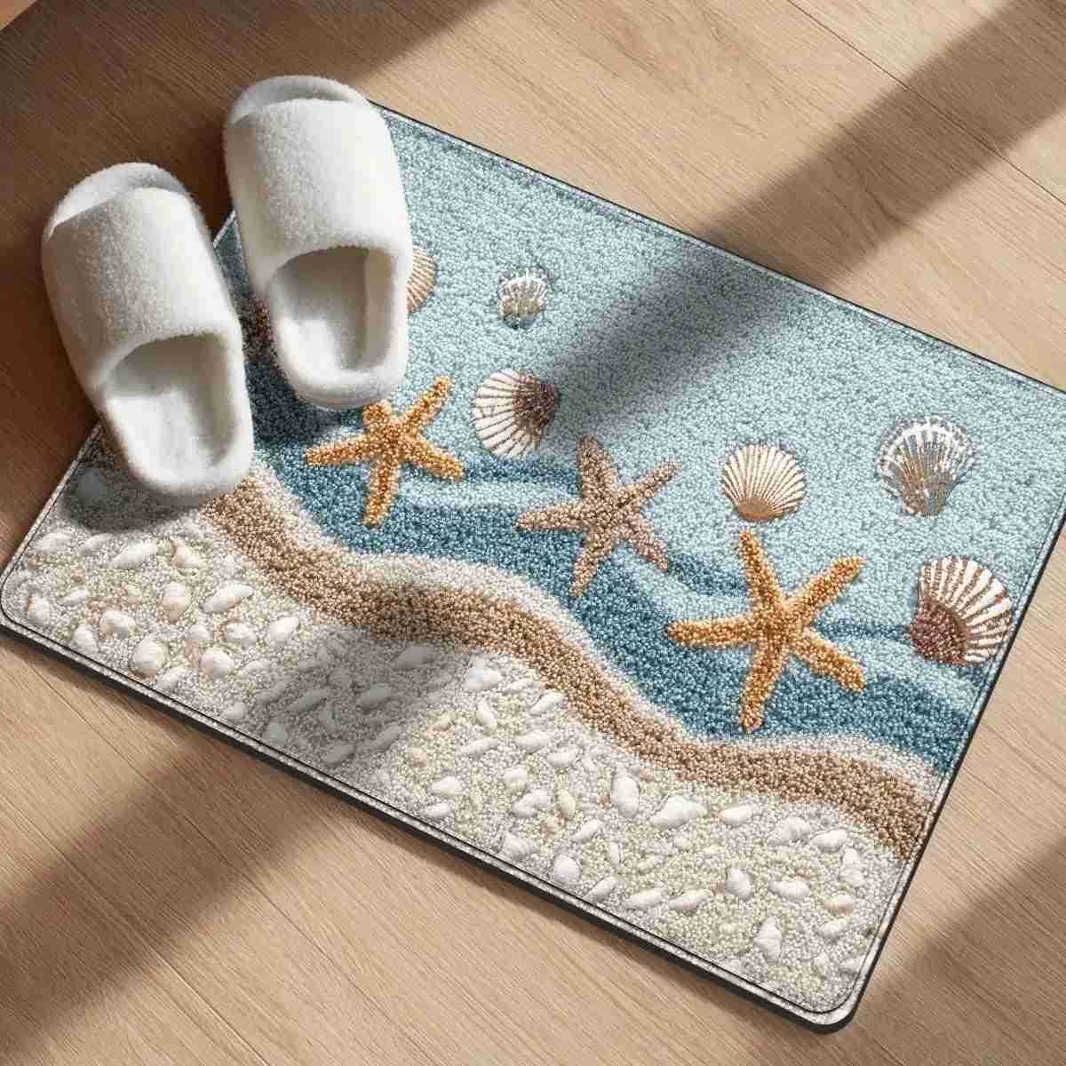 VIKAMA starfish shell floor mat anti slip bathroom mat shower room bathroom absorbent carpet home decoration H260316