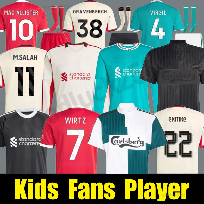 25 26 27 ISAK DIOGO JOTA WIRTZ FRIMPONG KERKEZ MAC ALLISTER EKITIKE Szoboszlai GAKPO soccer jerseys jersey Salah football shirts Adult kids long sleeves kit