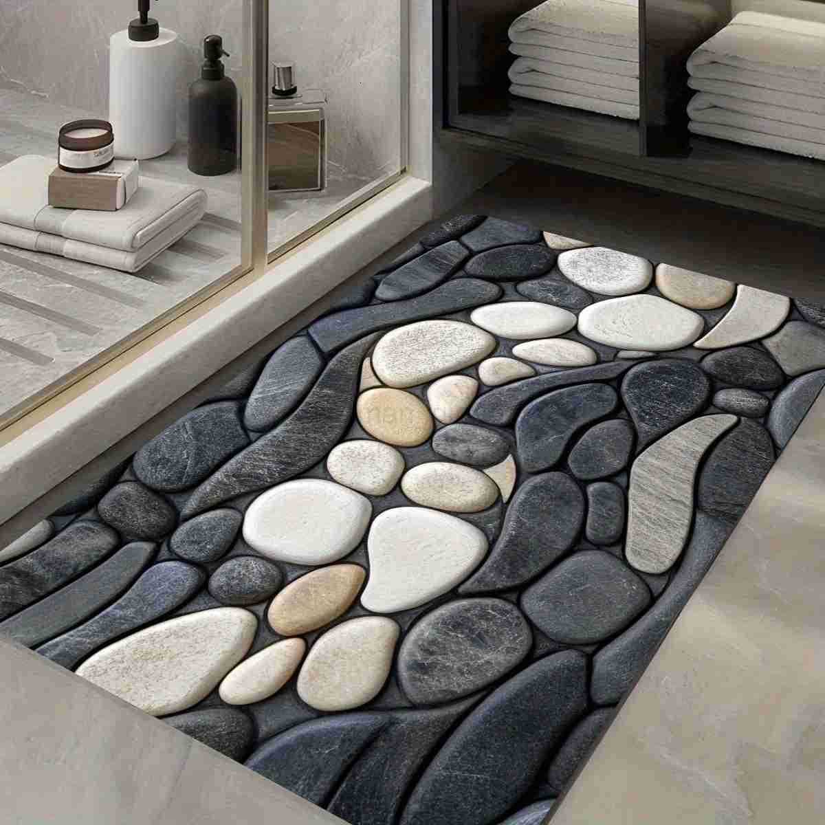 VIKAMA pebble bathroom carpet absorbent anti slip quick drying shower room bathroom door mat home decoration H260316
