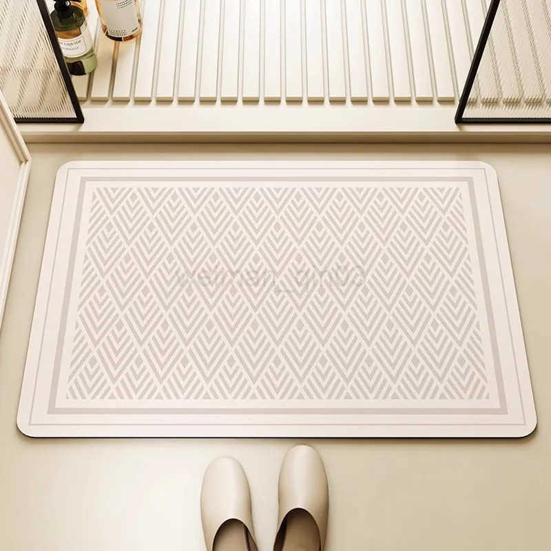 Minimalist Geometric Stripes Diatom Mud Absorbent Bathroom Non-Slip Area Bath Rug Home Decor Area Rugs Toilet Entrance Mat H260316