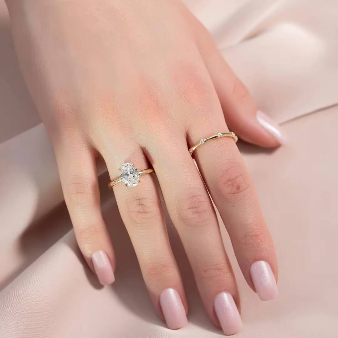 Hot Selling Lab Grown Diamond Oval Cut Engagement Ring Custom IGI Certified Vvs Lab Created Diamond Solitaire Ring Jewelry