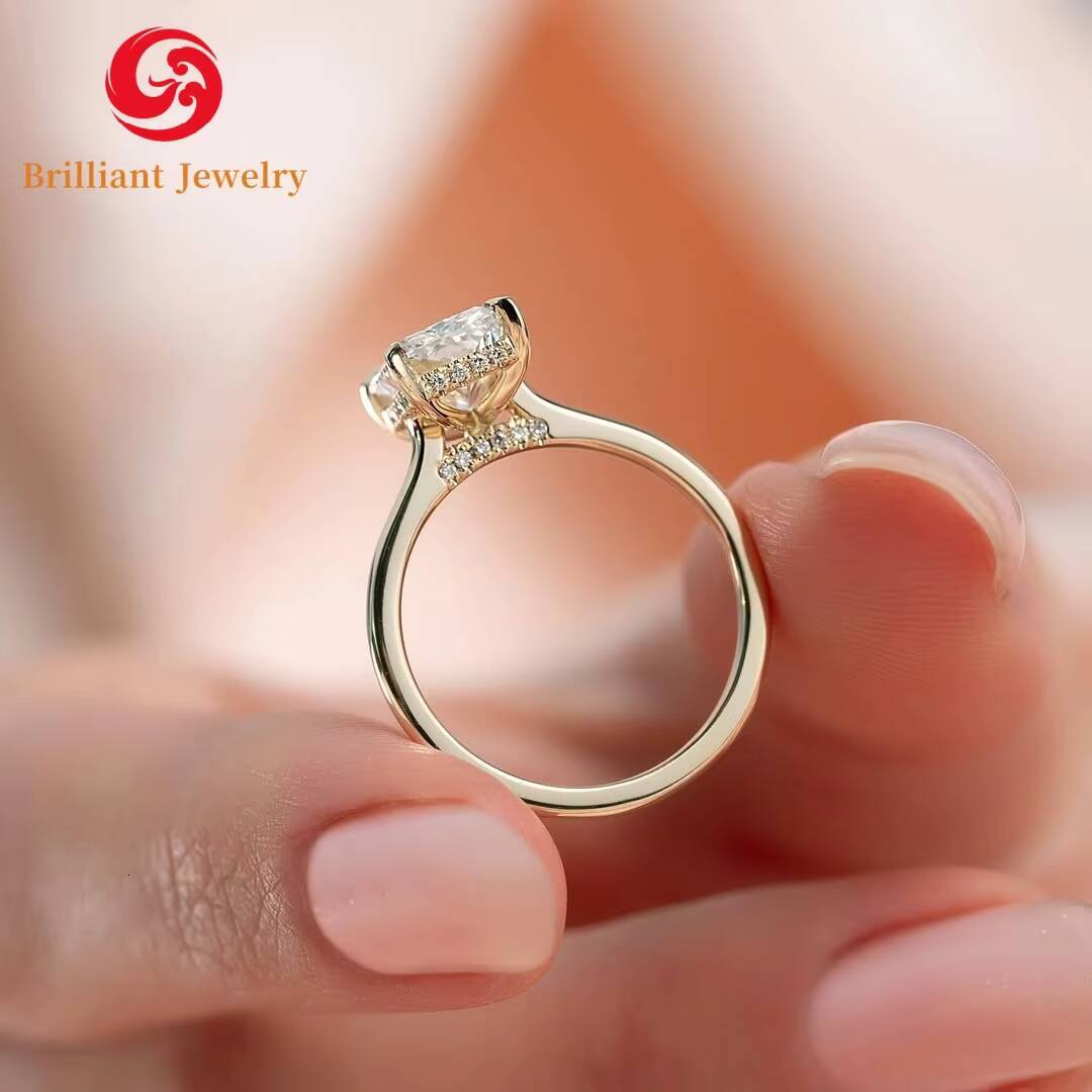 Fashion Luxury GRA Certified VVS D Radiant Cut 3CT Moissanite Wedding Engagement Ring 14K 18K Solid Gold Ring for Women Men
