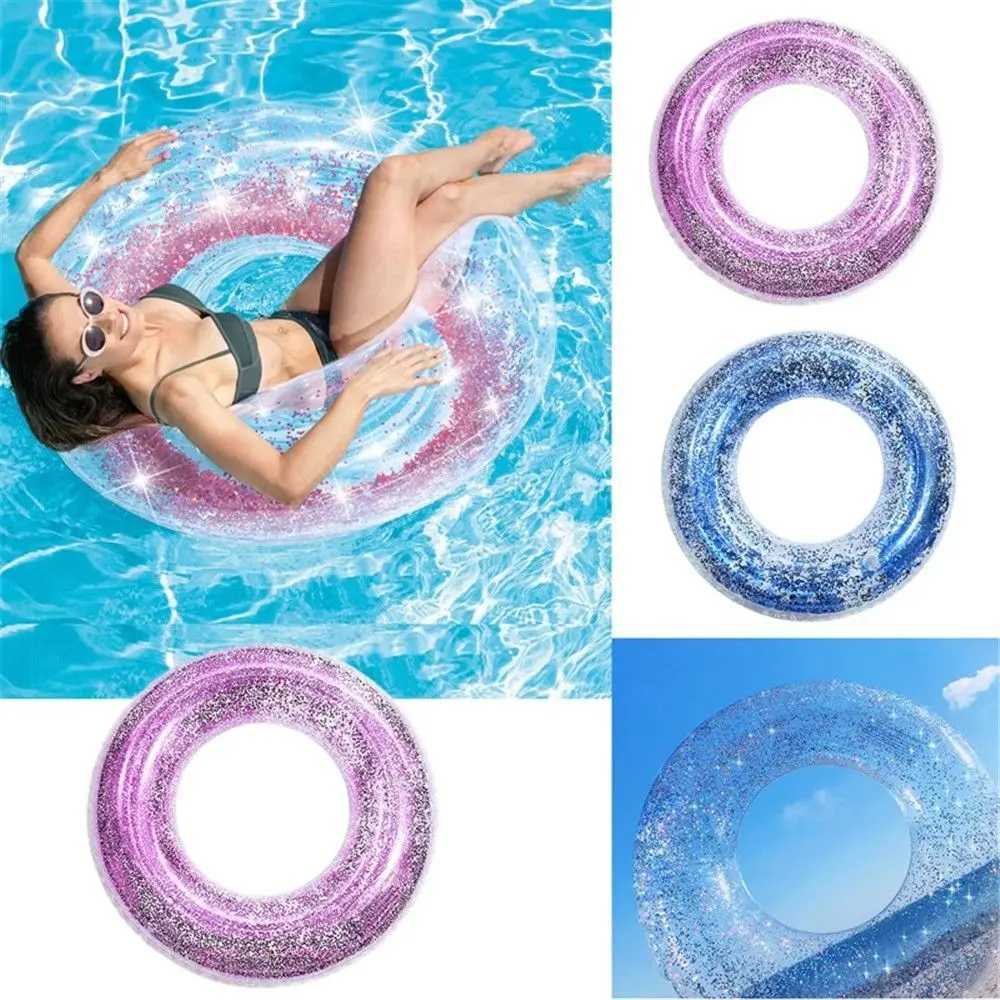 Adult Children Glitter Inflatable Transparent Pool Toys Swimming Ring Swimming Pool Safety Float Circle M260316