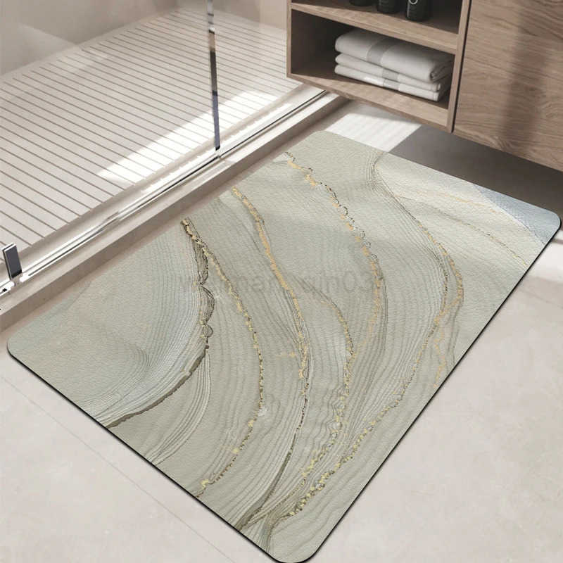 Super bathroom absorbent floor mat entry-level bathroom door non-slip mat dirt-resistant diatom mud absorbent mat large size H260316
